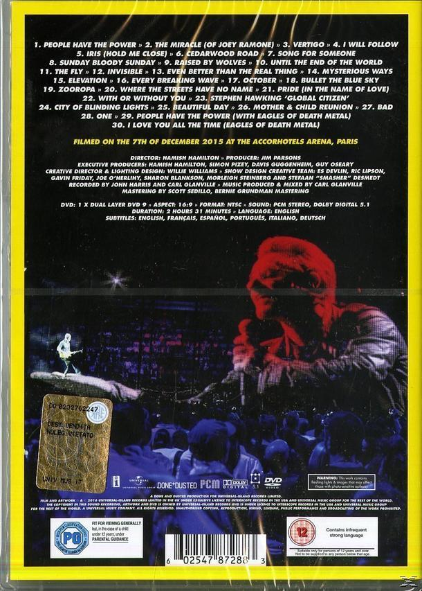 Egy DVD borítója szöveggel és egy koncert képével, vörös színpadon.