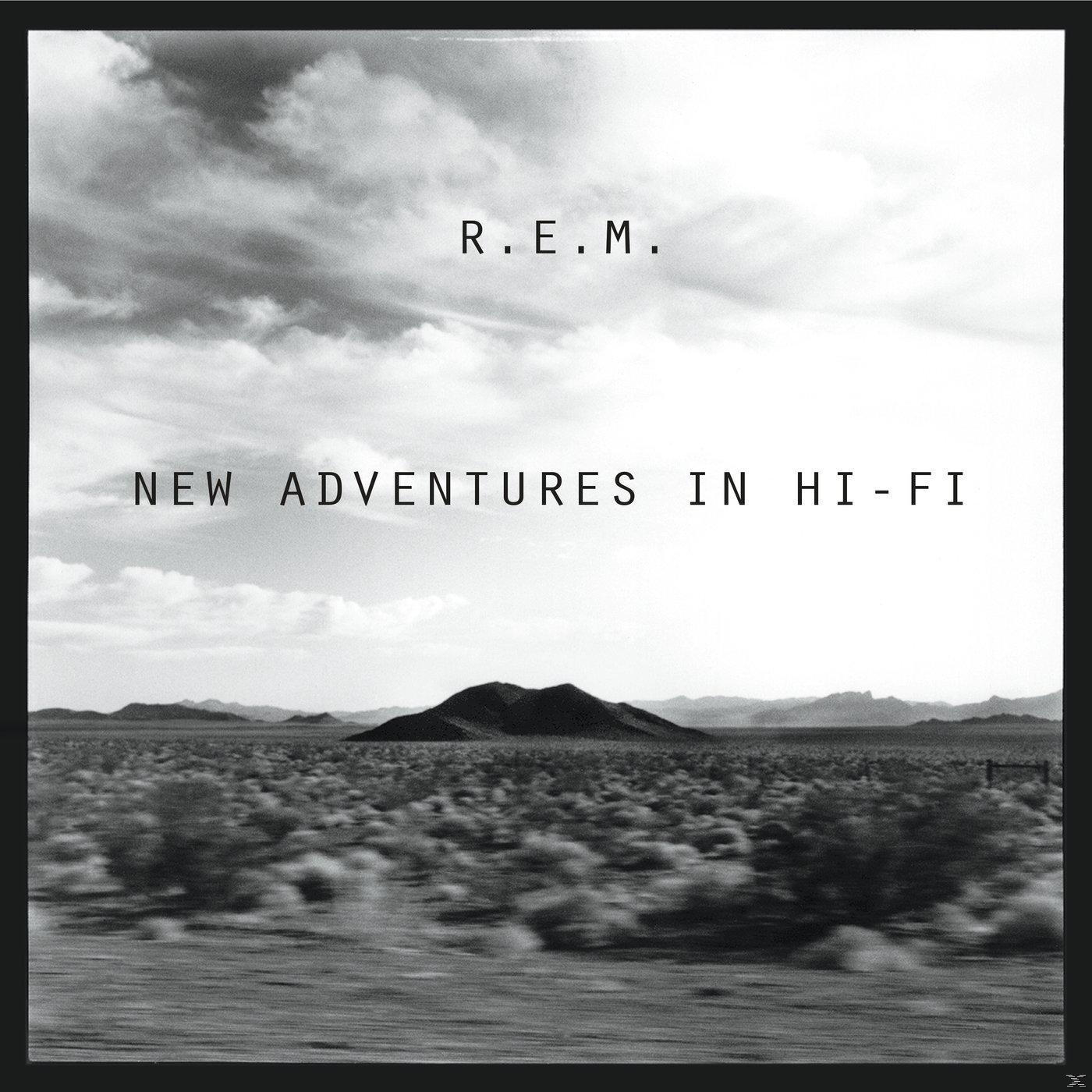 Album borító: Fekete-fehér. Sivatagi jelenet hegyekkel. 'New Adventures in Hi-Fi' szöveg.