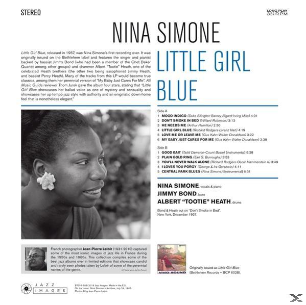 Nina Simone 'Little Girl Blue' című albumának borítója fotóval és a számlistával.