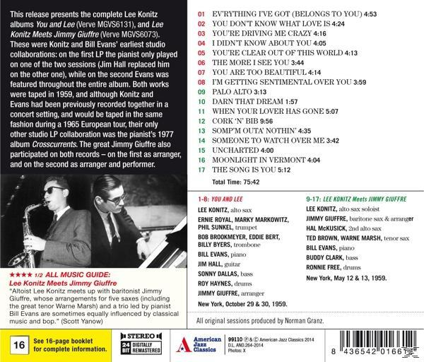 A 'Lee Konitz Meets Jimmy Giuffre' album hátlapja, számlistával.