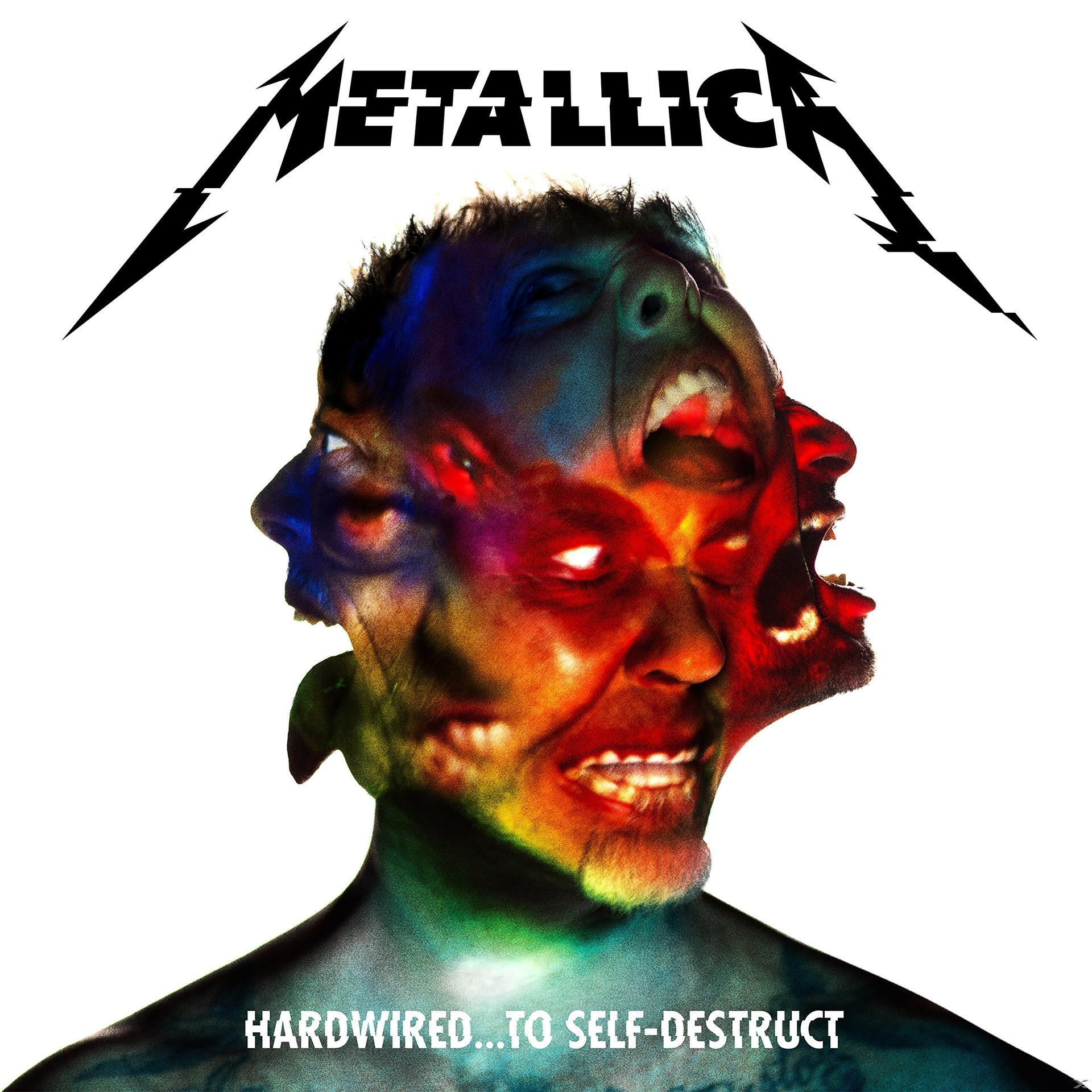 Album borító: Arckollázs több arccal. Szöveg: METALLICA, HARDWIRED...TO SELF-DESTRUCT.