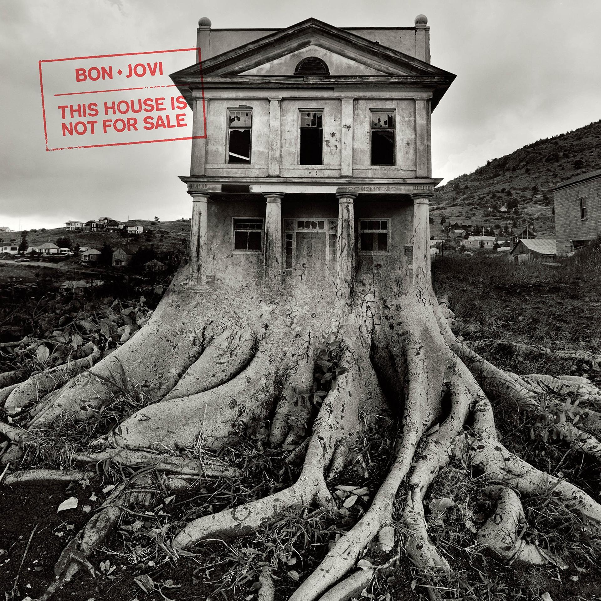 Bon Jovi album borítója: egy ház gyökerekkel az alapok helyett, piros bélyegző 'This House Is Not For Sale'.