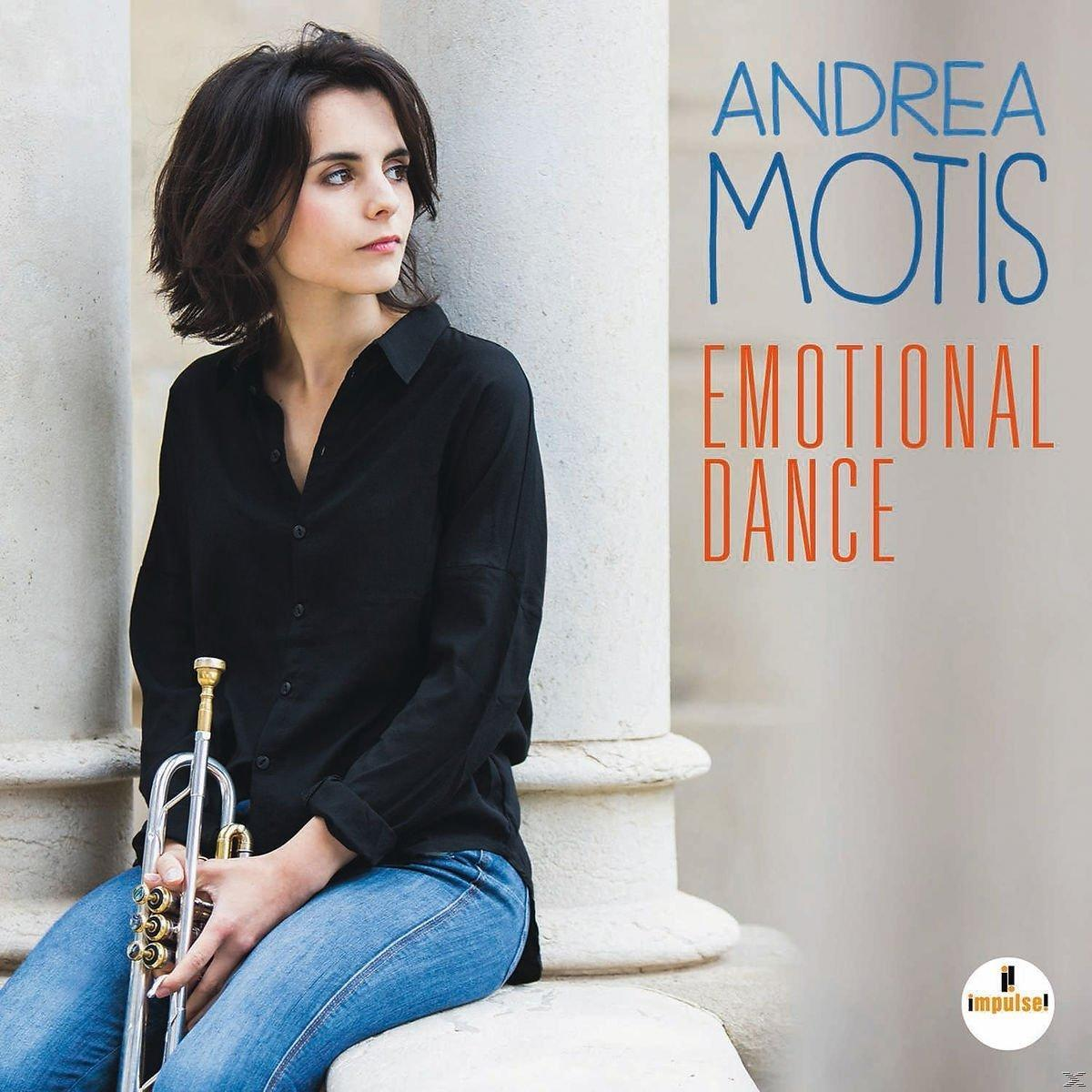 Andrea Motis, Emotional Dance album borítója. Egy nő trombitát tart.