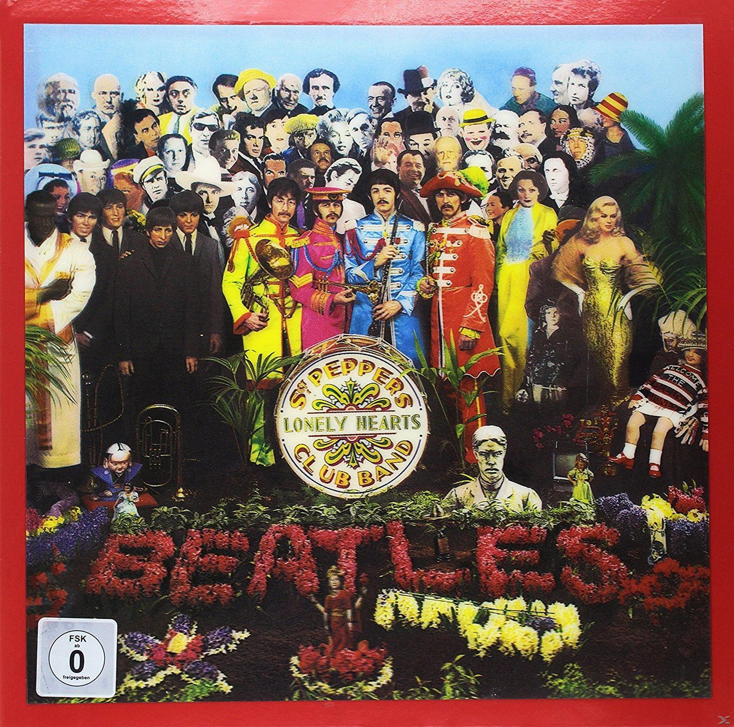 Album borító: The Beatles 'Sgt. Pepper's Lonely Hearts Club Band', figurák kollázsa.