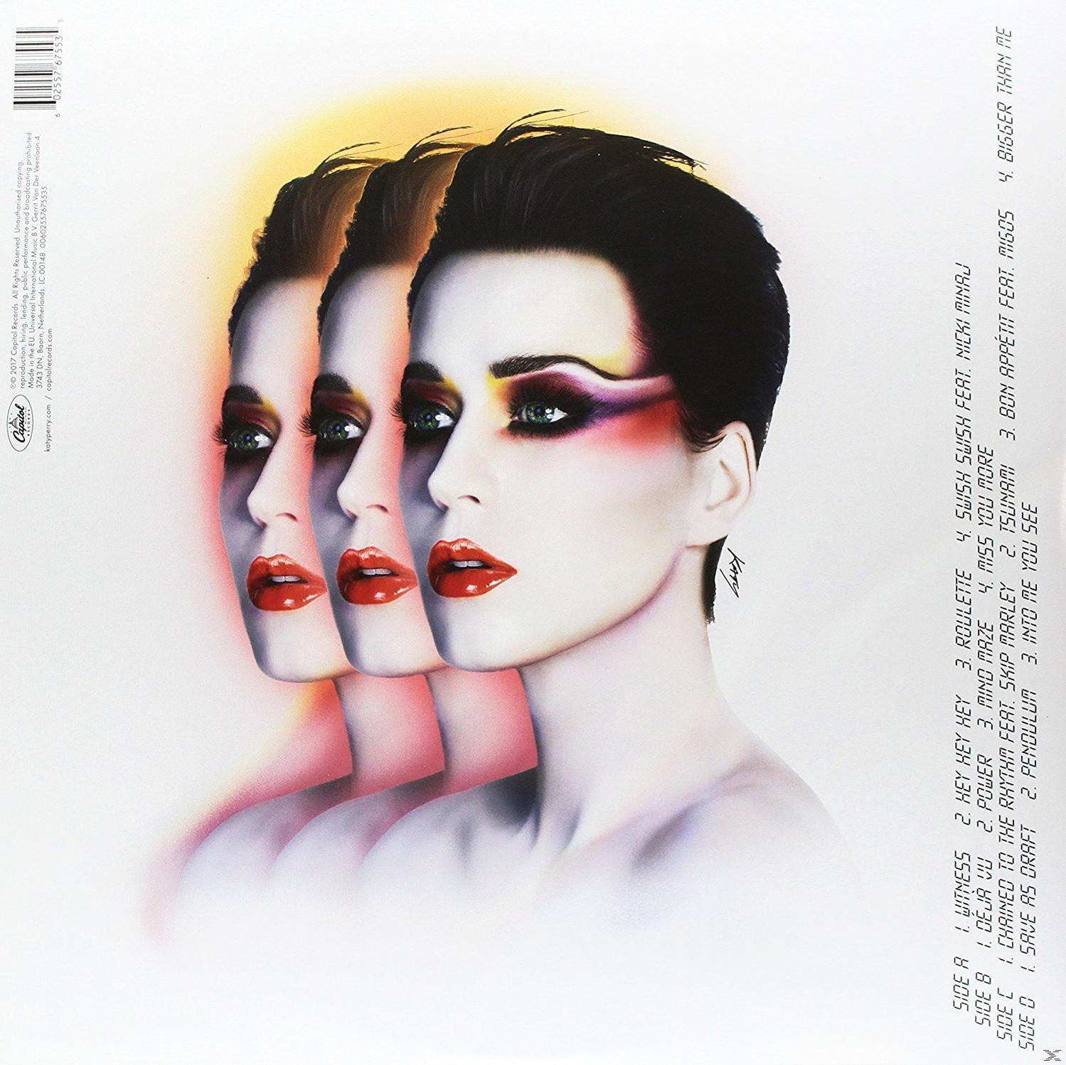 Katy Perry album borítója, rajta három egymás melletti képpel.