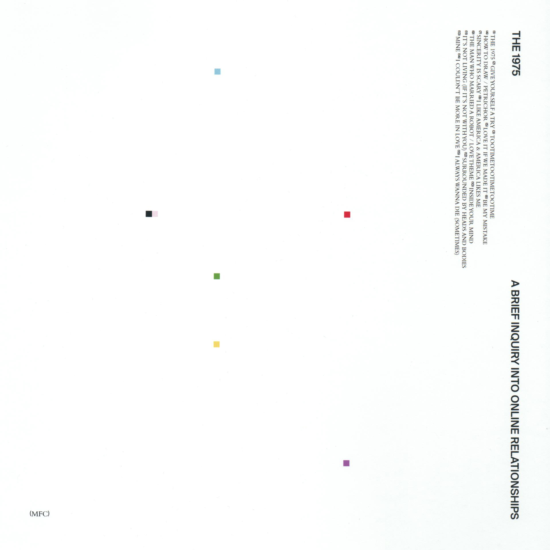 Das 1975-Albumcover. Minimalistisches Design mit einem Raster aus farbigen Quadraten und Text.