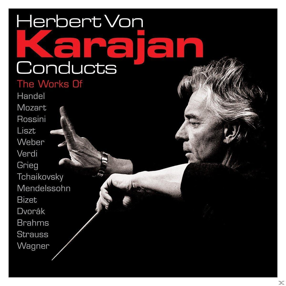 Herbert Von Karajan vezényel. A karmester portréja, zenei jegyzetekkel.