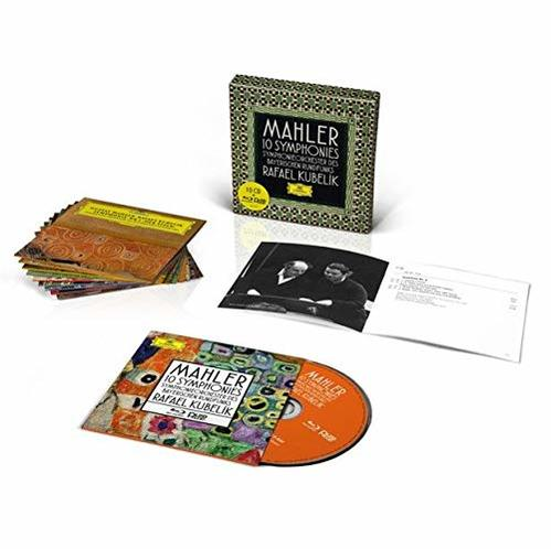 Eine Sammlung von CDs, Büchern und einer Box mit der Aufschrift 'Mahler 10 Symphonien' von Rafael Kubelik.