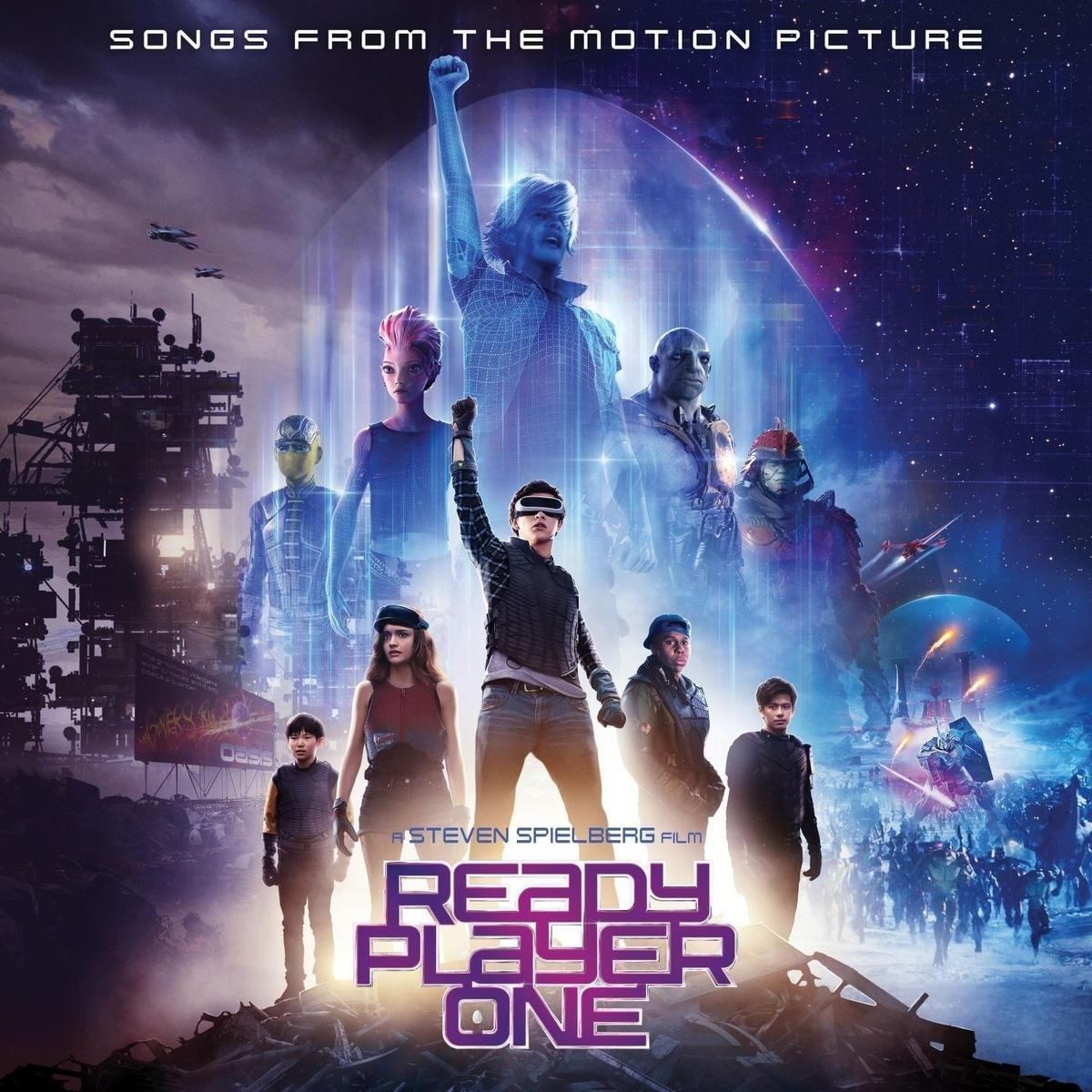 Ready Player One filmzenealbum borítója karakterekkel és futurisztikus elemekkel.