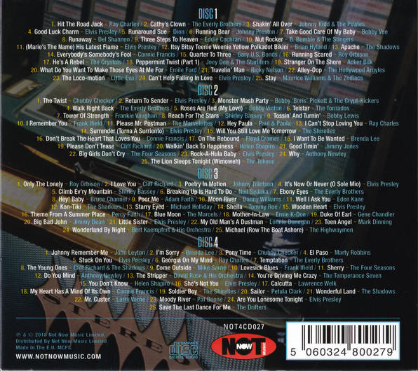 Album borító számlistával. A borító kék hátterű, számos dalt tartalmaz.