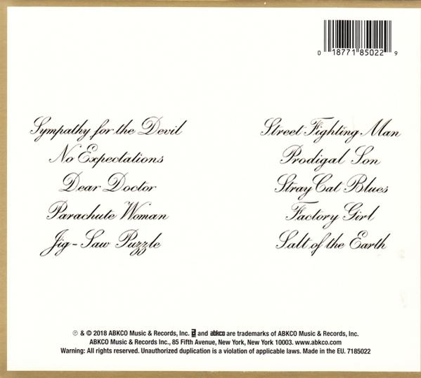 CD-Rückseite mit einer Liste von Songs und Text in Schreibschrift und einem Barcode.
