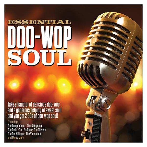 Album borító: 'Essential Doo-Wop Soul'. Egy arany mikrofon a fények előtt.