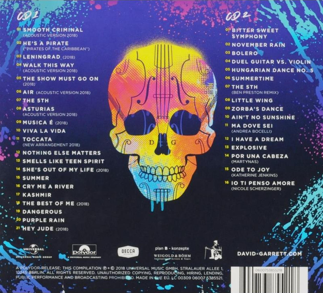 Album borító koponyával, hegedűvel, dal listával.