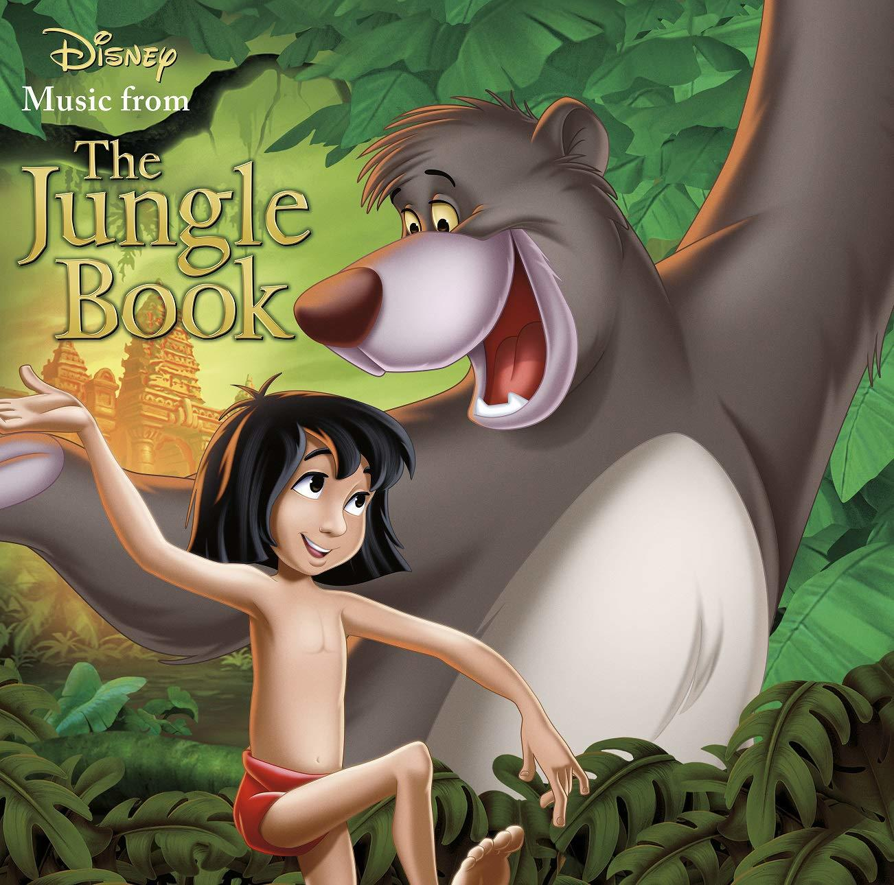 Albumcover: Dschungelbuch, Mowgli und Balu der Bär. Text: Musik aus dem Dschungelbuch.