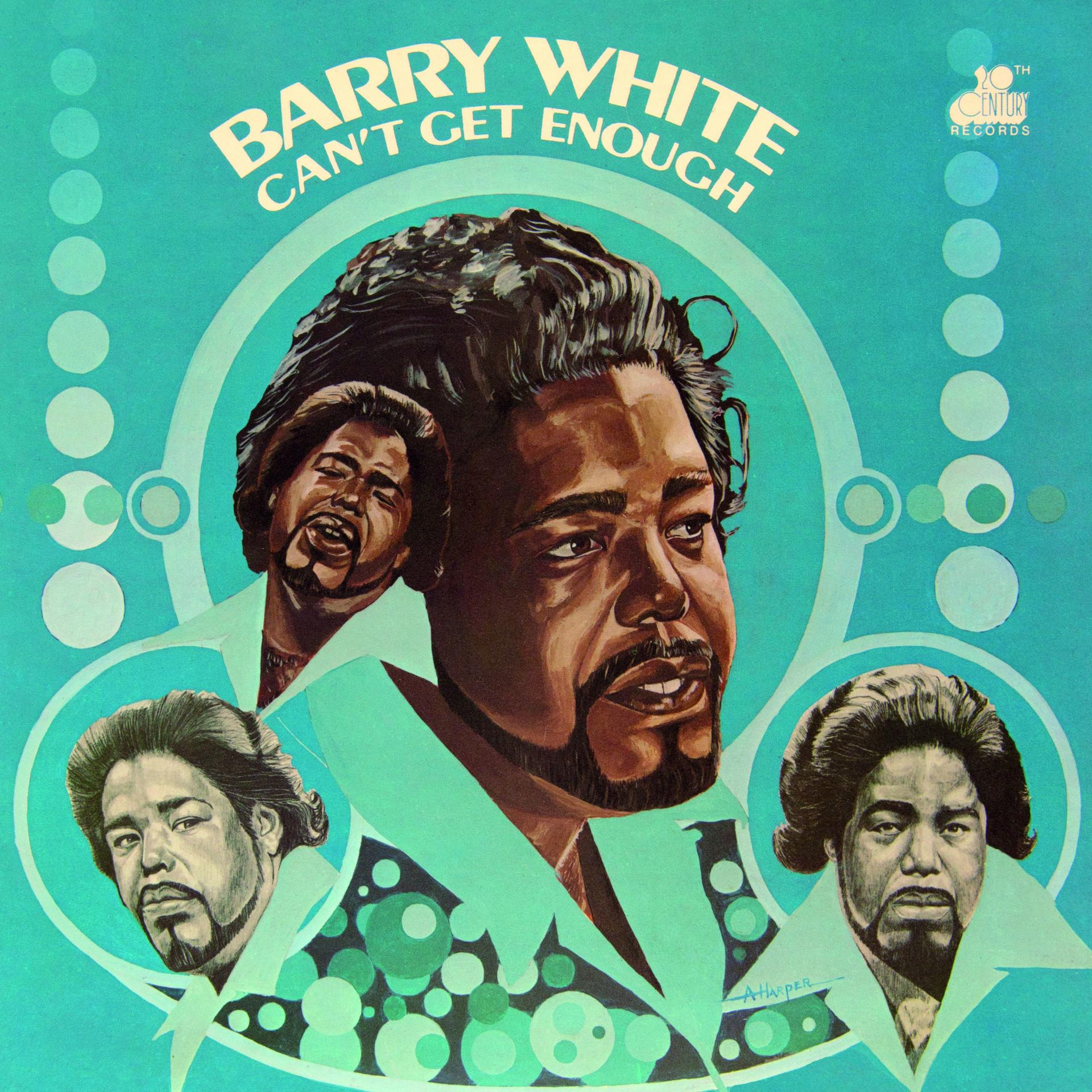 Barry White album borítója négy portréval. A cím Can't Get Enough.
