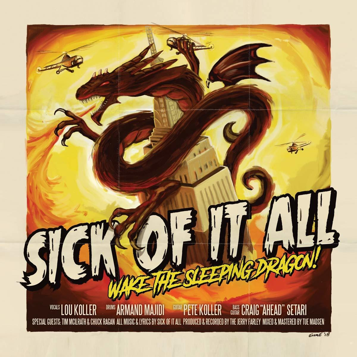Album borító sárkánnyal egy épületen, és a 'Sick of it All' felirattal.