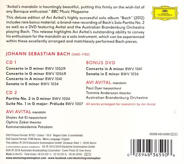 CD-Hülle mit Text und einem Bild. Der Text handelt von einem Bach-Album.