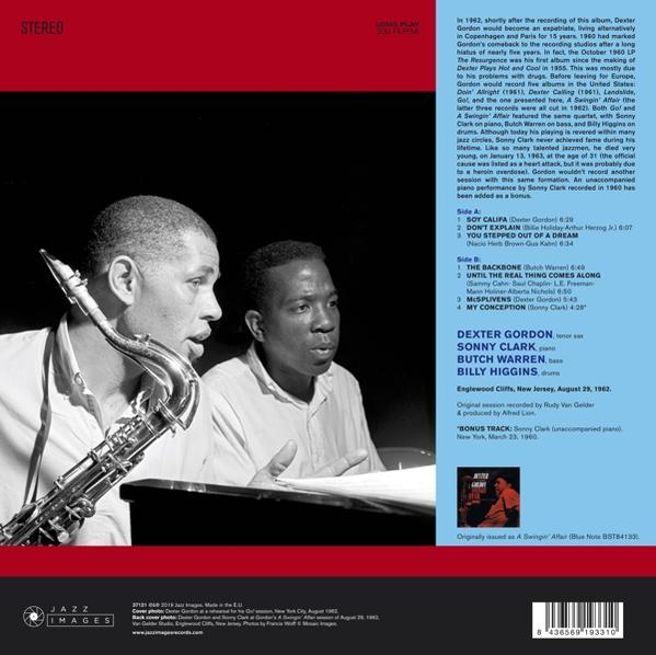 Jazz album borító, két férfi szaxofonnal és szöveg az album információival.