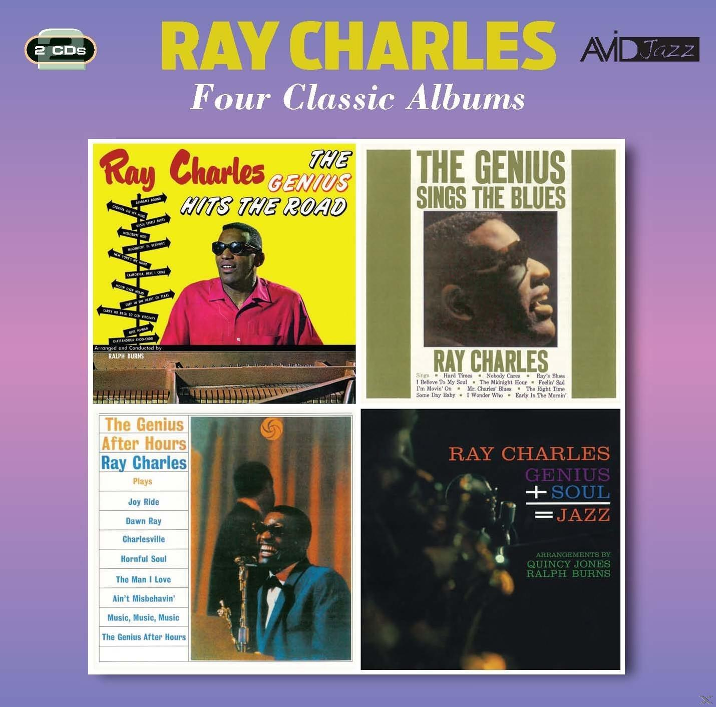 Album borító kollázs: Ray Charles albumok négy különböző borítóval.