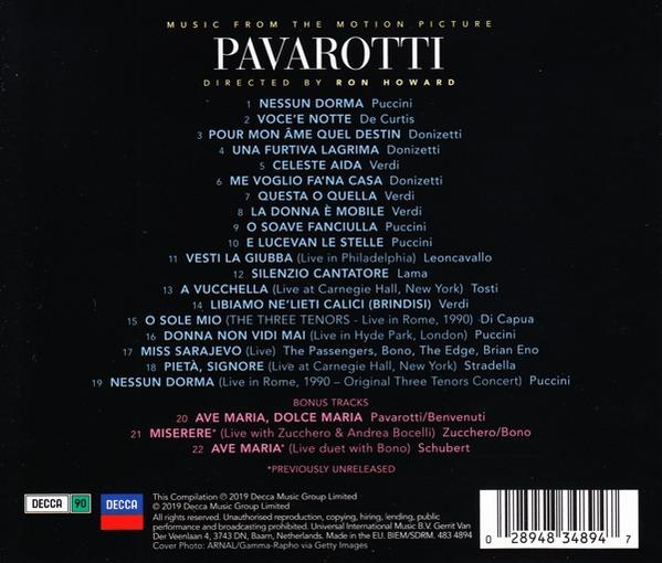 CD borító a dalfájllal. Szöveg fekete háttéren, Pavarotti zenéje.