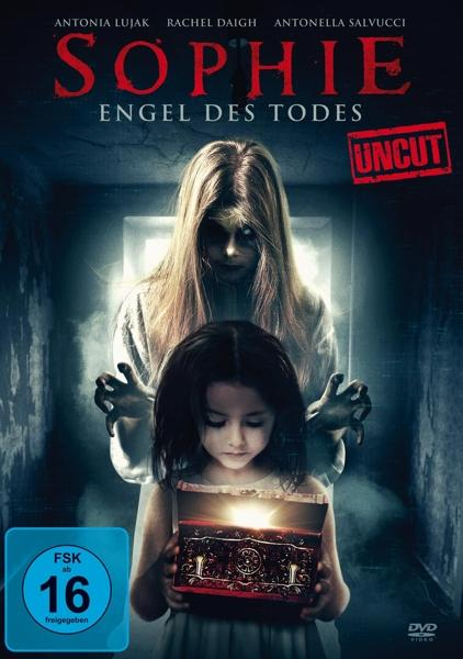 Filmplakat: Ein Mädchen hält eine leuchtende Kiste, eine andere Frau ragt dahinter. Dunkles, Horror-Thema.