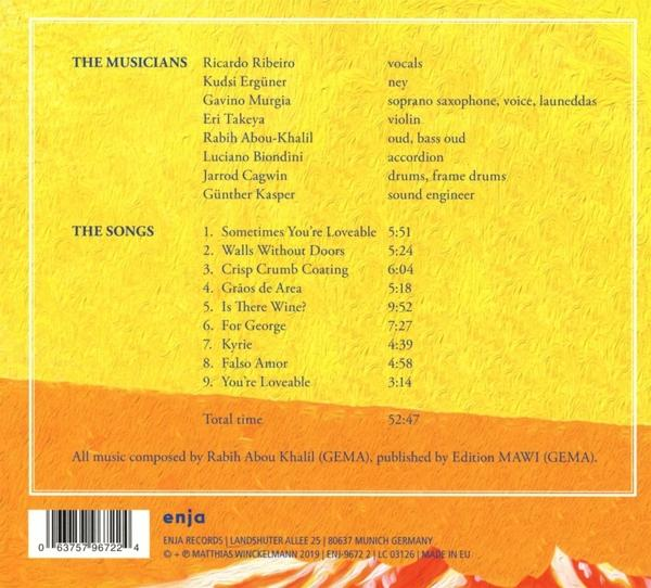 Albumcover mit Titelliste. Gelb- und Orangetöne. Musiker links gelistet.