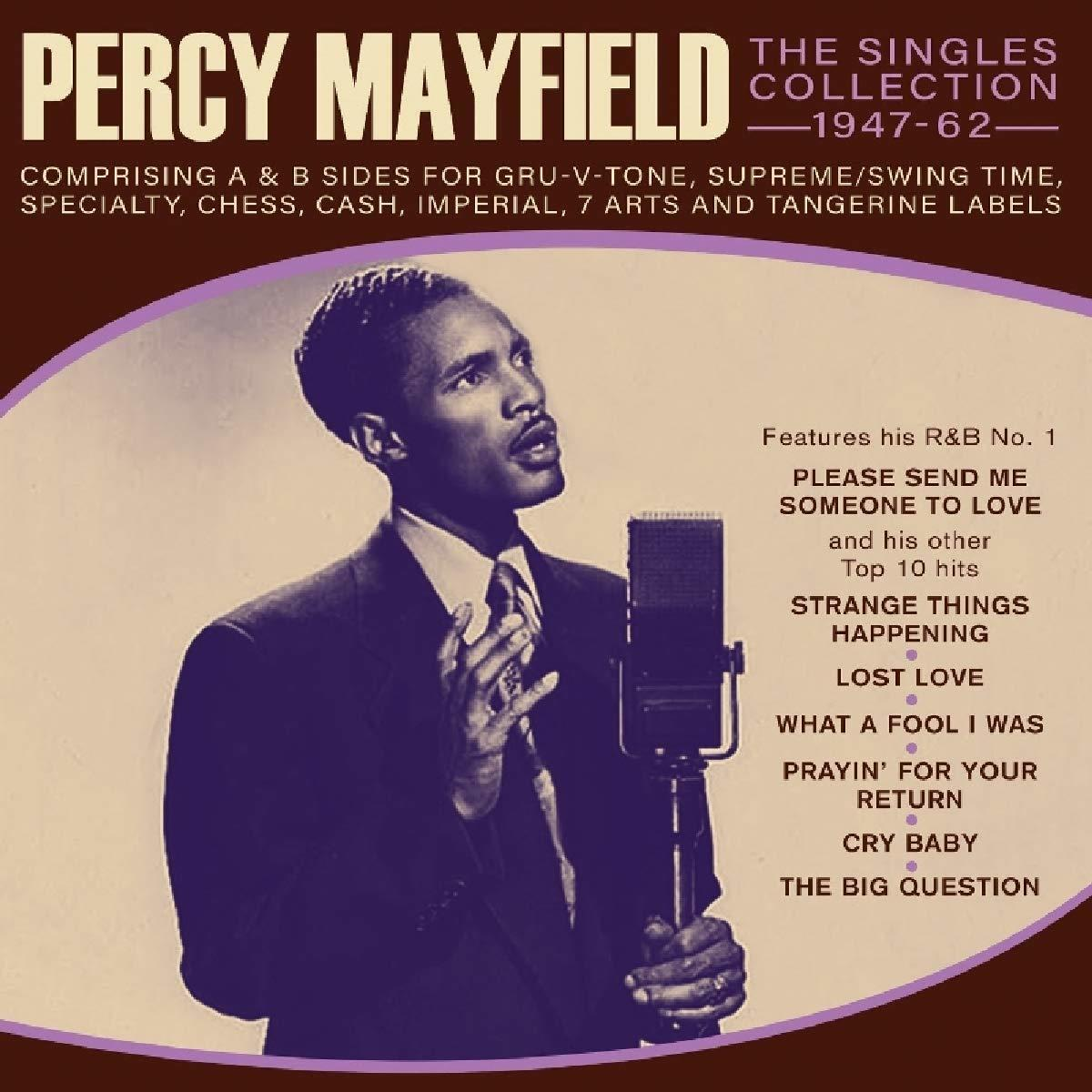 Percy Mayfield Albumcover, Schwarzweißfoto, Text mit Songliste.
