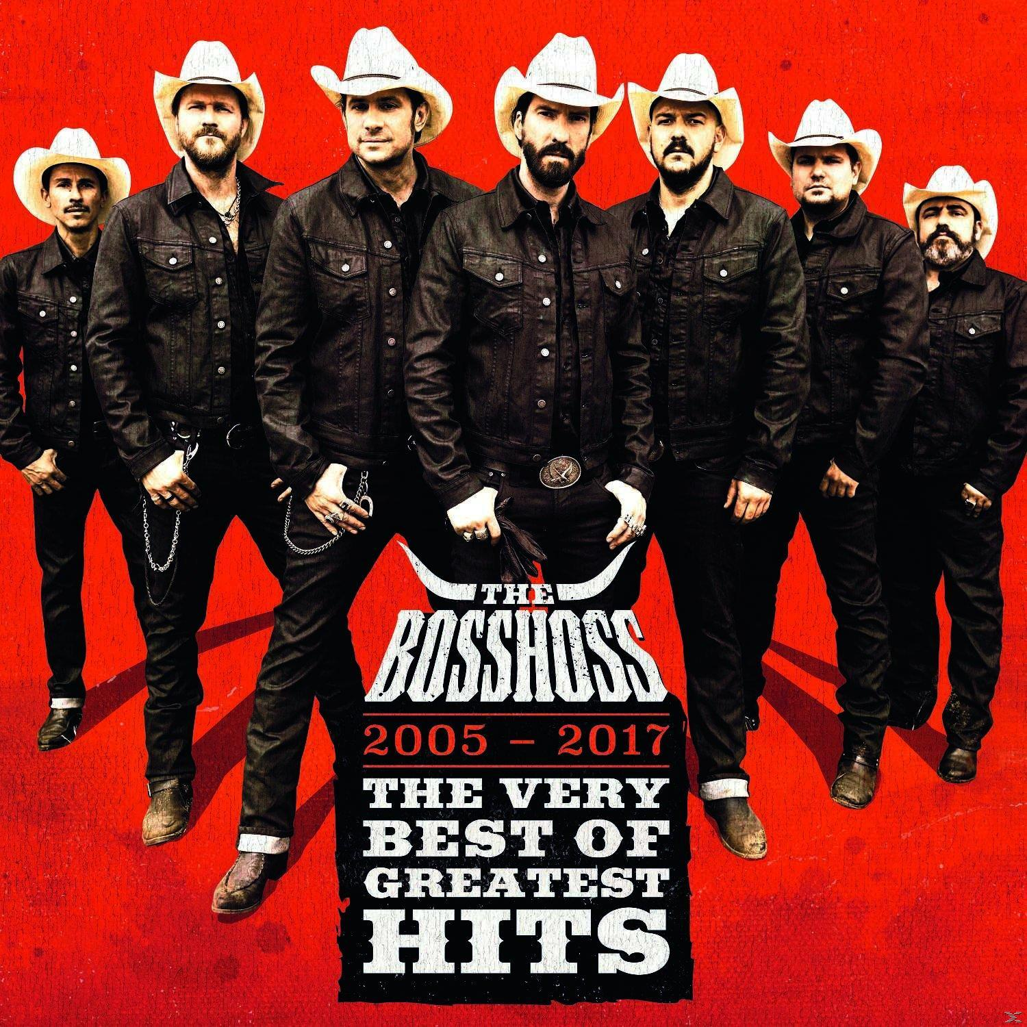 Albumcover: The BossHoss, sechs Männer mit Cowboyhüten. Text: The Very Best Of Greatest Hits.