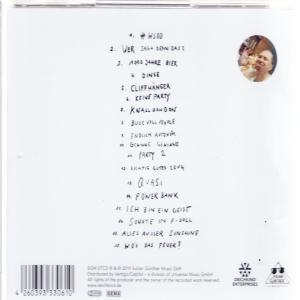Die Rückseite eines CD-Covers mit einer Liste von Songs und einem Foto eines Mannes.