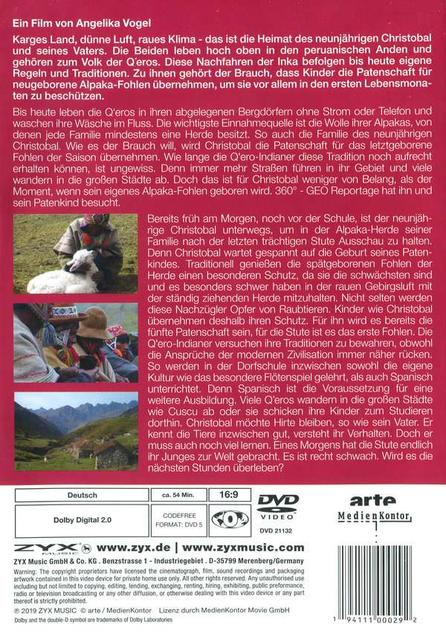 DVD-Cover mit Text und Bildern über die Q'eros und ihre Traditionen.