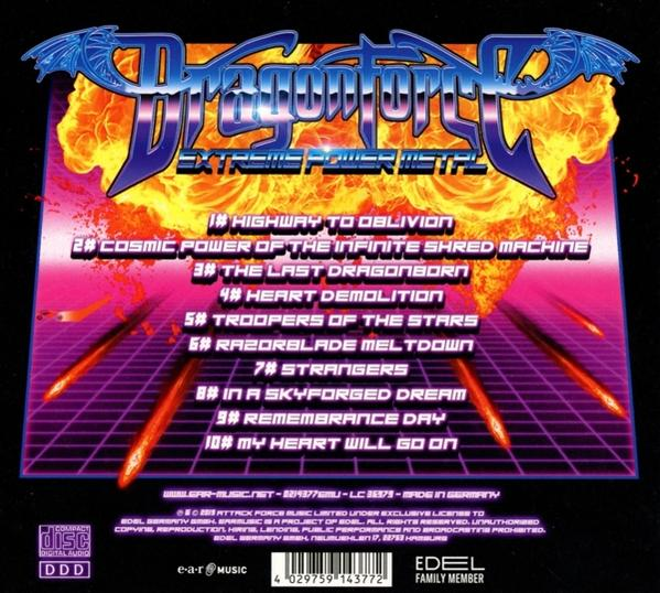 CD-Cover mit Titelliste. Der Text ist für ein Album von DragonForce.