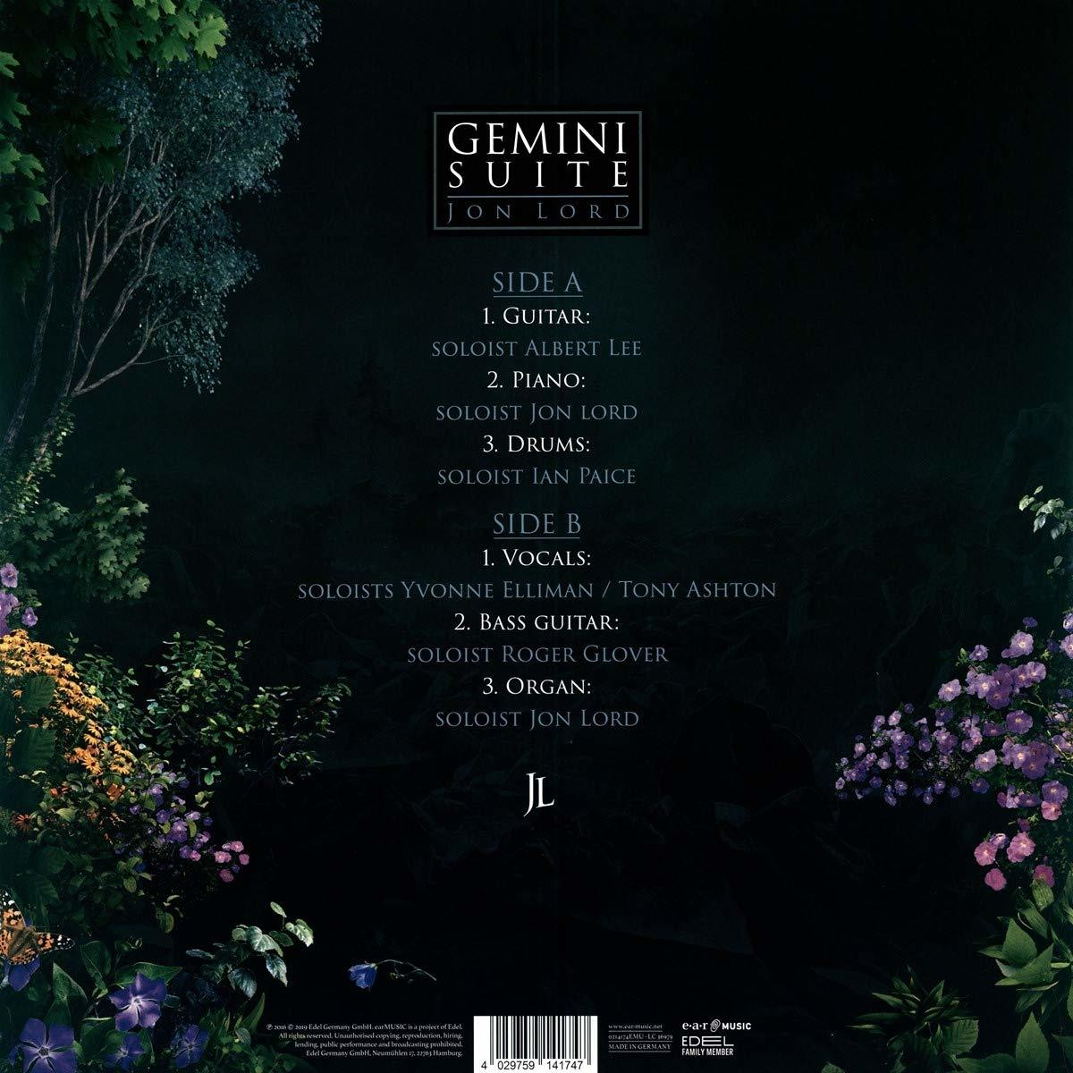 Albumcover mit Text auf dunklem Hintergrund, mit Blumen und einer Pflanze.
