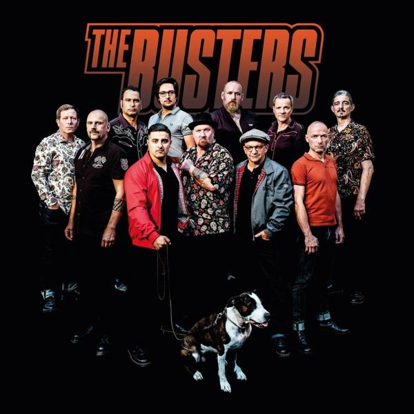The Busters Band-Albumcover. Gruppenfoto der Bandmitglieder vor schwarzem Hintergrund.