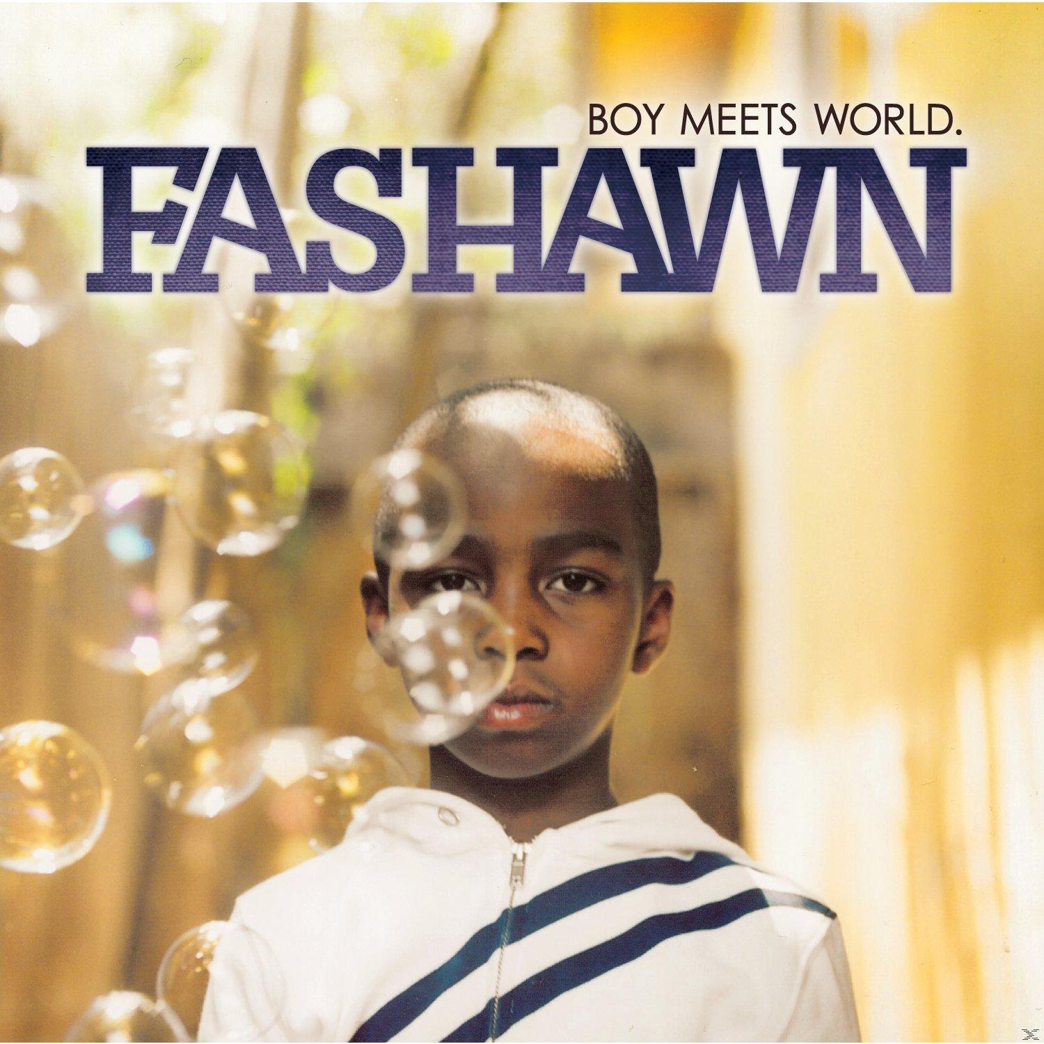 Ein junger Junge, der in die Kamera schaut. Der Text lautet "Boy Meets World. Fashawn".
