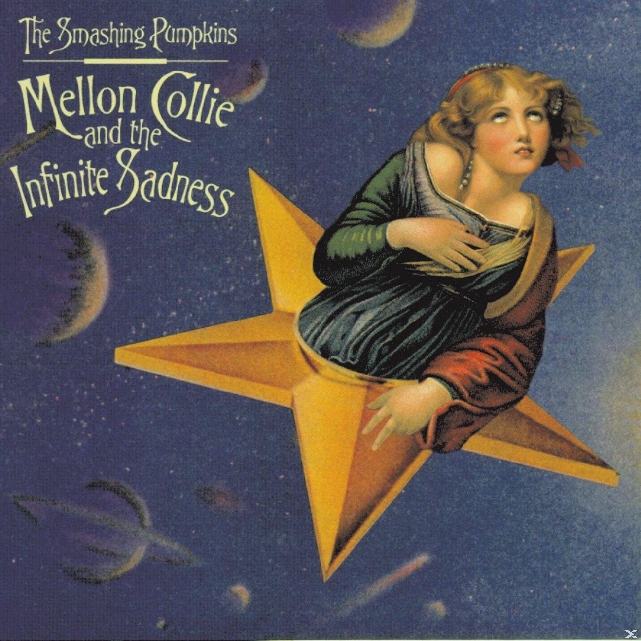 Albumcover mit einer Frau in einem Stern, mit Weltraum und Planeten. Text: 'The Smashing Pumpkins'.
