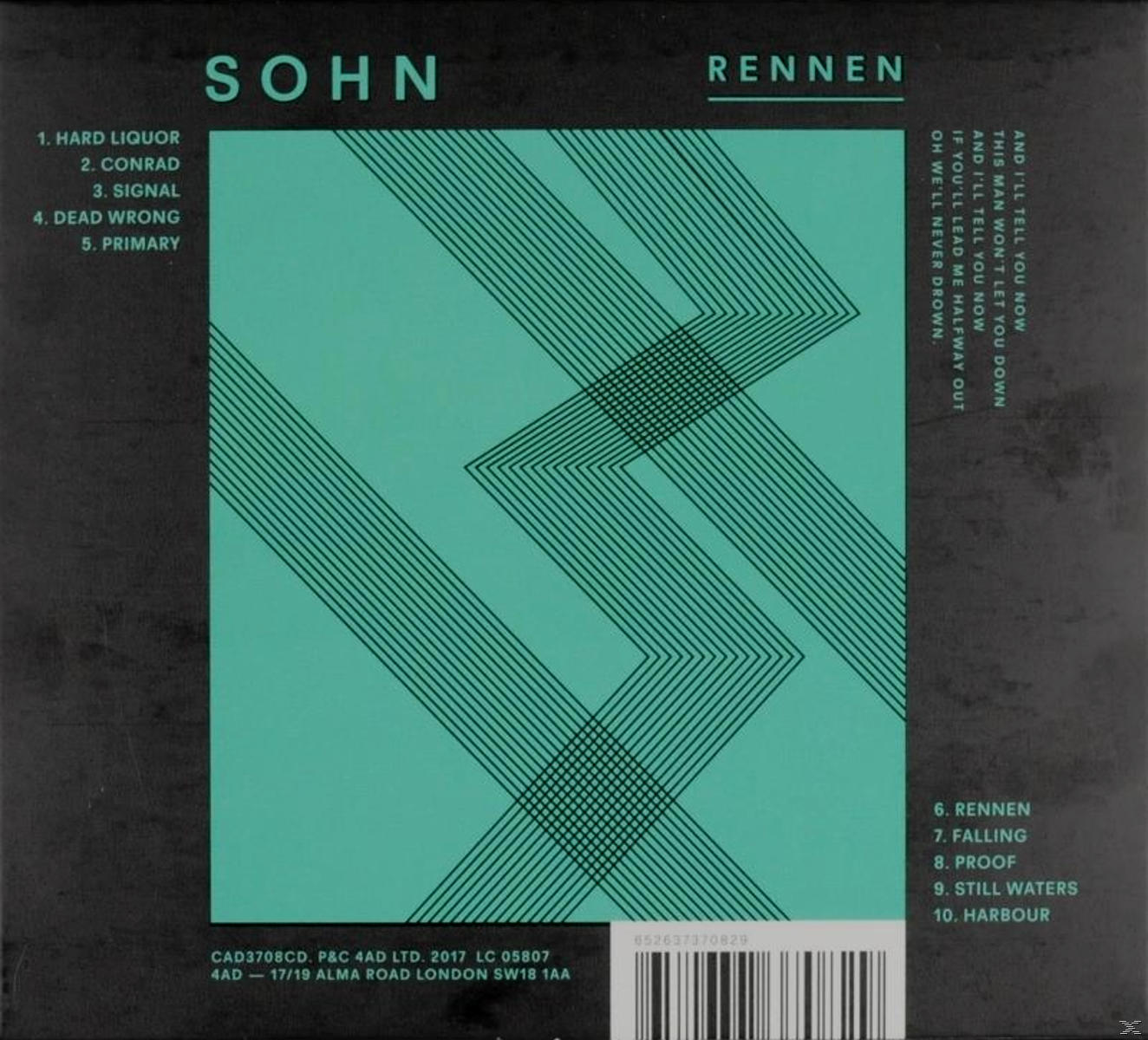 CD-Cover mit hellblauem Hintergrund und schwarzen und tealfarbenen Linien.