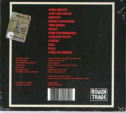 CD-Cover mit schwarzem Hintergrund und einer Liste von Songtiteln und Credits.
