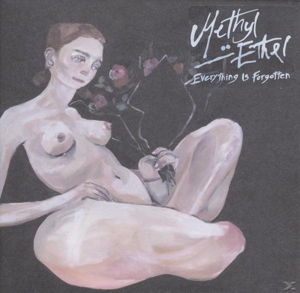 Albumcover 'Methyl Ethel - Everything Is Forgotten'. Eine nackte Frau sitzt mit einem Blumenstrauß.