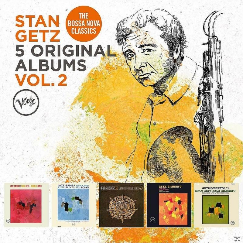 Albumcover mit einer Skizze von Stan Getz und seinem Saxophon, darunter Albumcover.