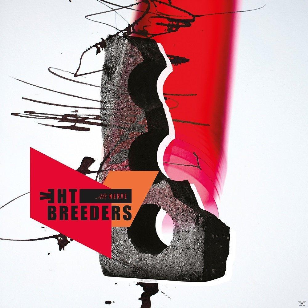 Albumcover: The Breeders. Abstrakte Kunst mit einer schwarzen Felsform, roten und orangen Blöcken. Weißer Hintergrund.
