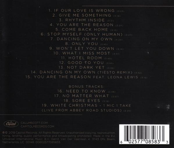 Albumcover mit Songtiteln in Weiß auf schwarzem Hintergrund. Capitol Records-Logo und Barcode sind vorhanden.