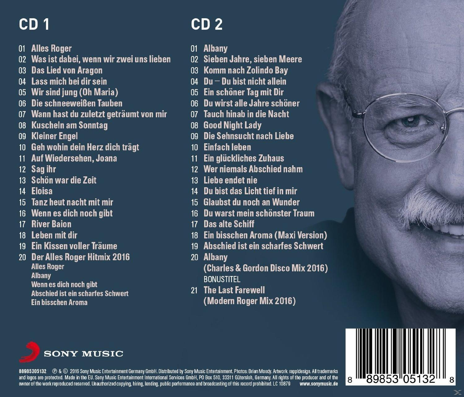 CD-Cover mit einem älteren Mann, Text und Songtiteln.
