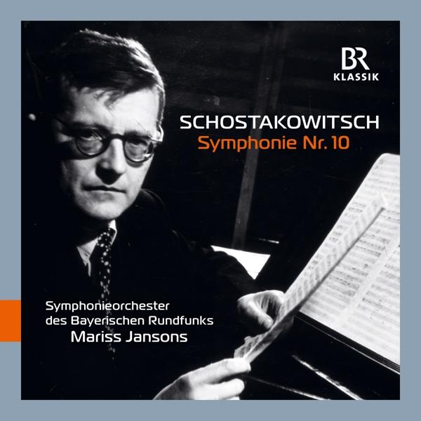 Albumcover: Mann mit Brille hält Noten. Titel: Schostakowitsch Symphonie Nr. 10. Orchester- und Dirigentennamen vorhanden.