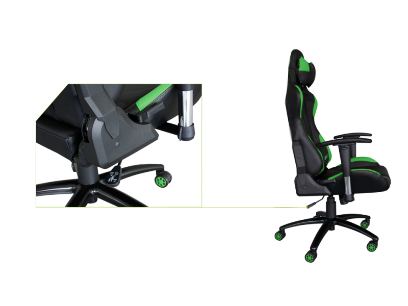 Silla gaming -  Keep Out XS200PROx, Ajustable, Reposabrazos 2D, Almohadas, Negro y Verde