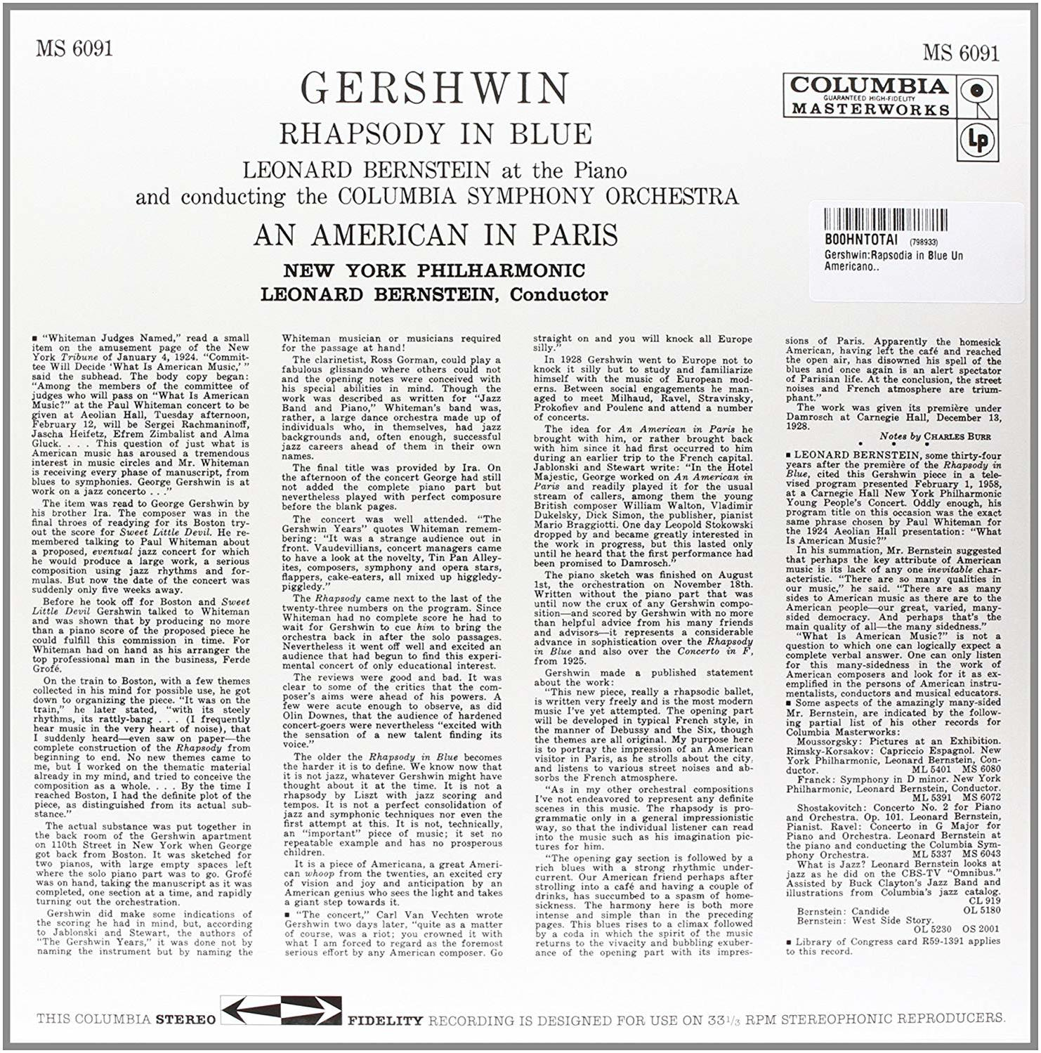 Kottalap, Gershwin, Rhapsody in Blue, Leonard Bernstein, New York Philharmonic.