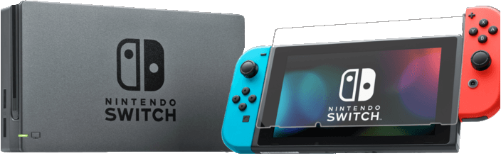 NINTENDO Switch (neue Version) Startklar inkl. Schutzglas in Neonrot/Blau