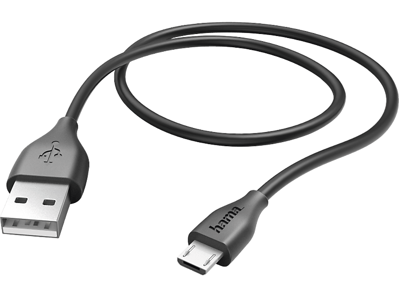 HAMA USB naar microUSB Kabel Zwart (123578)