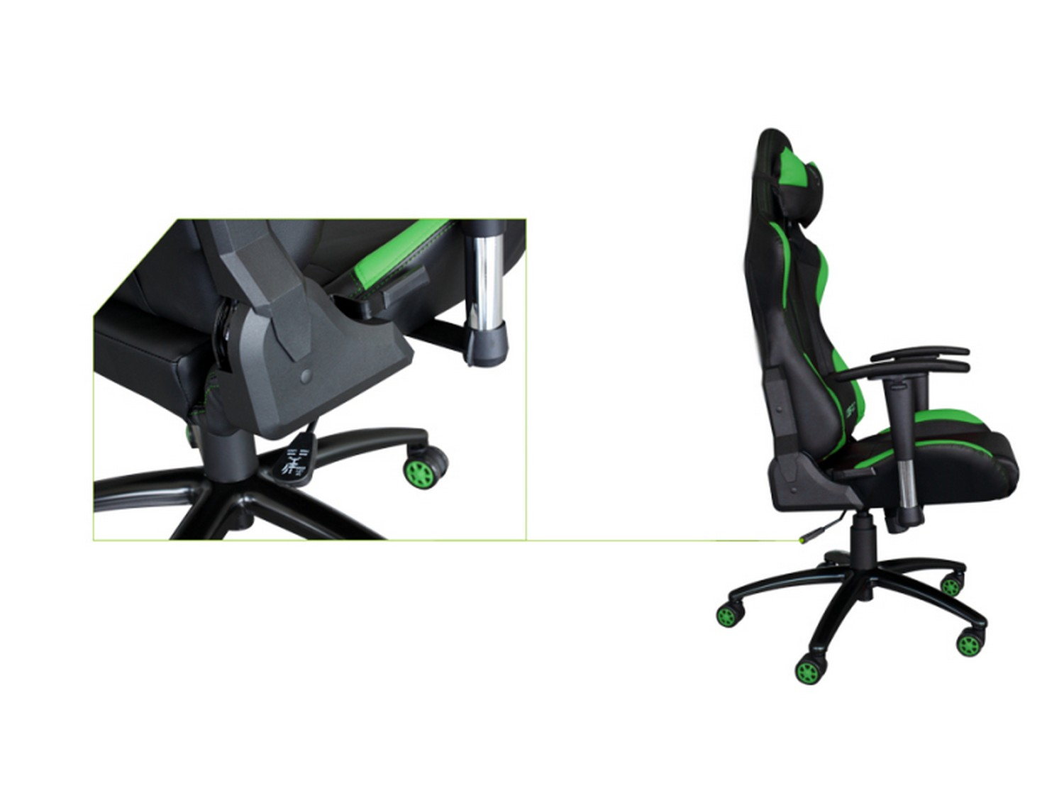 Silla gaming -  Keep Out XS200PROx, Ajustable, Reposabrazos 2D, Almohadas, Negro y Verde
