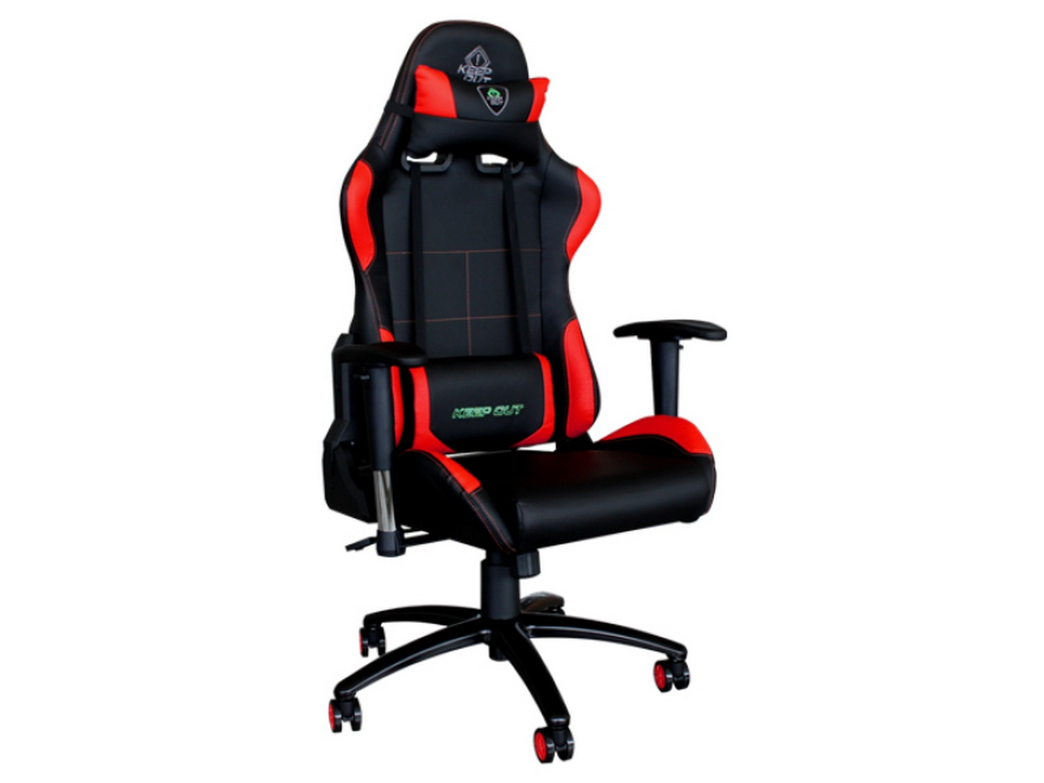 Silla gaming -  Keep Out XS200PROR, Ajustable, Reposabrazos 2D, Almohadas, Negro y Rojo