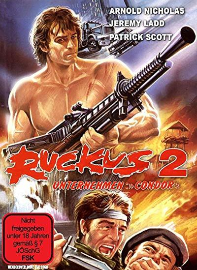 Filmcover 'Ruckus 2', mit einem Mann, der eine Waffe hält. Das Bild ist ein Action-Poster.
